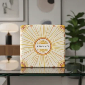 Boîte-cadeau blanche avec motif de rayons de soleil, conception personnalisée disponible