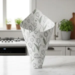 White Paper Cone with Tulip Pattern, Custom Design Available