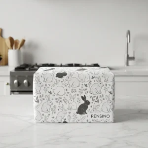 Boîte en papier blanche avec motif de lapin, adaptée à l'emballage de cadeau ou de vente au détail, design personnalisable