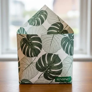 White Paper Gift Box with Monstera Leaf Pattern, Custom Design Available