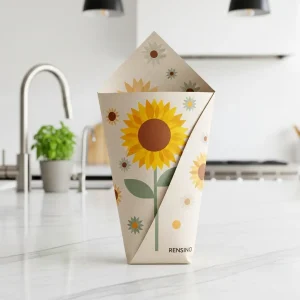 White Paper Gift Box with Sunflower Pattern, Custom Design Available