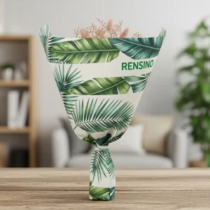 RENSINOロゴの緑の葉パターンのペーパーチューブ、ギフトまたはリテールパッケージに適しています