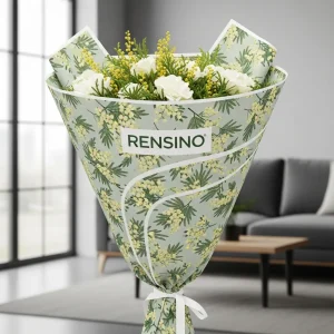 Carta regalo a cono bianca con motivo floreale, design personalizzato disponibile
