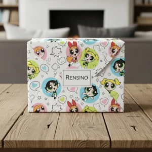 Caixa de Presente Branca com Padrão de Personagem de Desenho Animado, Design Personalizado Disponível