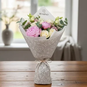 White Paper Gift Wrap with Elegant Floral Pattern, Suitable for Gift, Retail, or Display, Customizable by Our Factory
