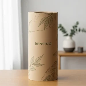 Cilindro de papel kraft con patrón de hojas, adecuado para empaques de regalo o venta al por menor, diseño personalizado disponible