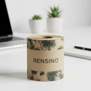 Tubo di carta kraft con motivo di albero di pino, design personalizzato disponibile
