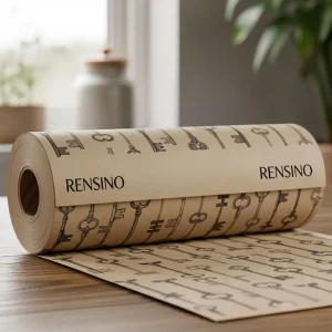 Beige Kraft Paper Roll with Key Pattern, Suitable for Gift, Retail, or Display Packaging