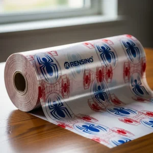 Transparente Kunststofffolie mit Spinnennetz- und Spinnenmuster, individueller Druck verfügbar