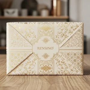 White Gift Box with Gold Floral Pattern, Suitable for Jewelry or Cosmetic Packaging, Custom Design Available