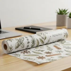White Paper Gift Wrap with Botanical Pattern, Suitable for Gift and Retail Packaging