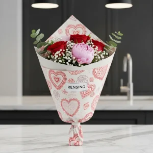 White Paper Gift Wrap with Heart Pattern, Suitable for Gift and Retail Packaging, Custom Design Available