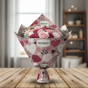 Carta Regalo con Motivo Cuore Rosa e Logo RENSINO, Personalizzabile per Varie Occasioni
