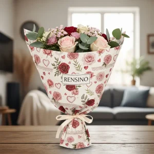 Carta da bouquet stampata con motivo floreale, adatta per regali e esposizione al dettaglio, design personalizzato disponibile
