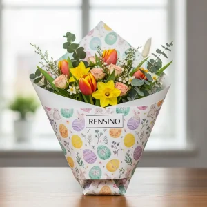 Sac cadeau en papier avec motif d'œufs de Pâques colorés, adapté pour l'emballage de cadeaux de vacances, impression personnalisée disponible