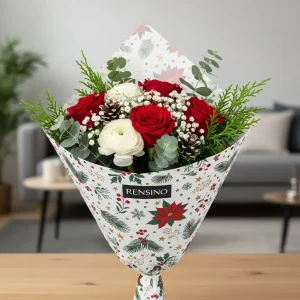 Papier cadeau blanc avec motif de Noël, personnalisable pour un emballage de fête