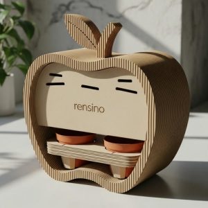 Apple-Shaped Wooden Display Box with Rigid Structure, Suitable for Gift or Retail Display, Customizable Design