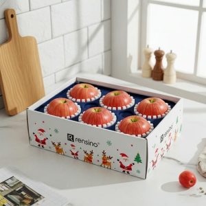 White Gift Box with Apple Pattern, Suitable for Holiday or Retail Packaging, Custom Design Available