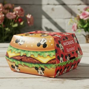 Scatola di carta con motivo Topolino dai colori vivaci, adatta per imballaggio regalo o al dettaglio, personalizzabile dalla nostra fabbrica automatizzata