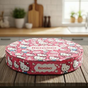 Caixa de Presente Redonda Rosa da Hello Kitty com Padrão de Desenho Animado, Design Personalizado Disponível