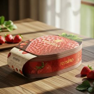 Rote Papierröhre mit Erdbeer-Muster, Geeignet für Geschenk- oder Einzelhandelsverpackungen, Individuelles Design Verfügbar