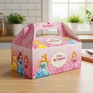 Boîte cadeau Disney Princess rose avec illustration de personnage, design personnalisé disponible