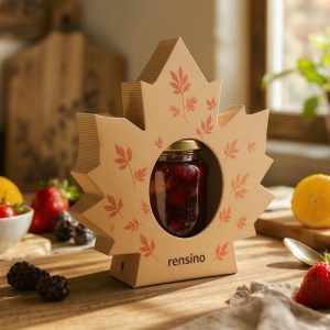 Beige Leaf-Shaped Paper Gift Box with Window, Suitable for Display or Gift Packaging, Customizable Design