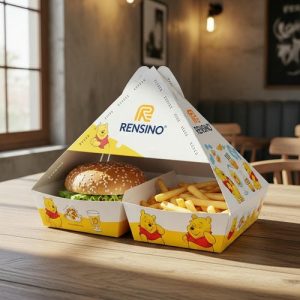 Caixa de Embalagem de Alimentos em Papel Branco com Design de Desenho Animado, Adequada para Delivery e Varejo, Impressão Personalizada Disponível