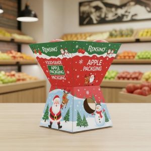 Bunte faltbare Papierbox mit Weihnachts-Schneemann- und Rentier-Muster, geeignet für Geschenke und Einzelhandelsverpackungen