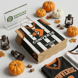 Bolsas de papel kraft para compras con patrón de Halloween y logo impreso, adecuadas para regalos, venta al por menor, alimentos o empaques cosméticos, servicio OEM/ODM disponible