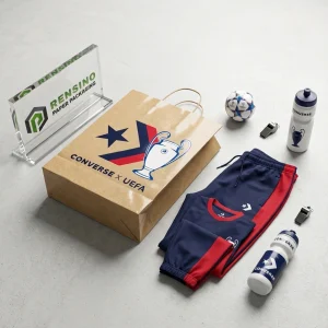 Bolsas de papel kraft para compras con logotipo impreso y patrón deportivo, adecuadas para regalos, venta al por menor o embalaje de alimentos, servicio OEM/ODM disponible