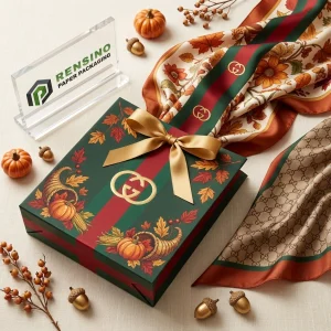 Bolsas de Papel de Regalo con Tema de Otoño con Patrón Impreso y Cierre de Cinta, Adecuadas para Regalos, Venta al por Menor, Alimentos, Cosméticos, Joyería, Diseño Personalizado Soportado