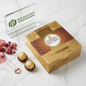 Gold and Brown Shopping Paper Bags with Printed Logo and Decorative Pattern, Suitable for Gift, Food, or Retail Packaging, OEM/ODM Service Available