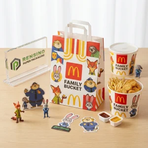 Sacola de Papel Colorida com Design de Animal de Desenho Animado, Adequada para Embalagem de Alimentos, Impressão Personalizada Disponível