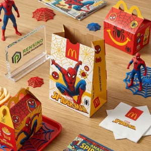 Sacola e Caixa de Papel Colorida com Impressão do Homem-Aranha, Design Personalizado Disponível