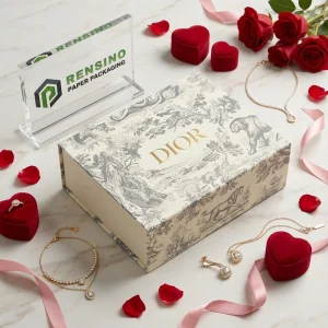 Caja de regalo de papel impresa de DIOR con patrón de animales y flores, adecuada para empaques de regalo o joyería, impresión de logo personalizada disponible