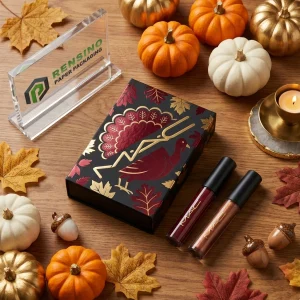 MAC Black and Red Printed Paper Gift Box with Turkey and Leaf Pattern, Suitable for Gift or Retail Packaging, OEM/ODM Service Available