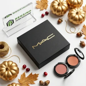 MAC काले वर्ग कठोर पेपर उपहार बॉक्स जिसमें सुनहरा लोगो प्रिंटिंग है, उपहार या कॉस्मेटिक पैकेजिंग के लिए उपयुक्त, OEM/ODM सेवा उपलब्ध है