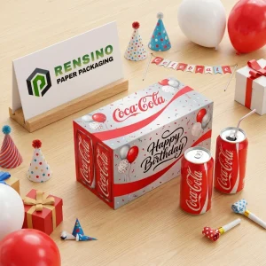 Red Paper Gift Box with Coca-Cola Branding, Suitable for Birthday or Celebration, Custom Design Available