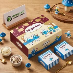 Caixa de Papel Retangular Colorida com Padrão de Desenho Animado, Impressão de Logotipo Personalizado Disponível