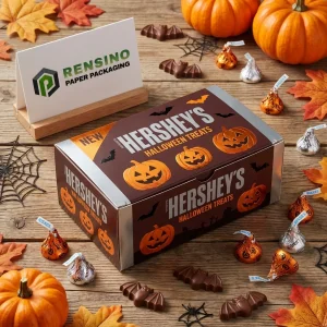 Braune Papierbox im Halloween-Thema mit Kürbis- und Fledermausgrafiken, benutzerdefinierte Verpackungslösungen