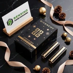GIVENCHY Black Paper Packaging Box with Star and Snowflake Pattern, Suitable for Cosmetic or Gift Packaging, OEM/ODM Service Available