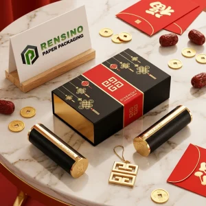GIVENCHY Black and Gold Paper Packaging Box with Red and Gold Decorative Pattern, Suitable for Gift or Retail Packaging, OEM/ODM Service Available