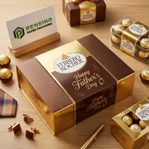 Braune und goldene starre Papiergeschenkbox mit elegantem Druck, benutzerdefinierte Logo-Druck verfügbar