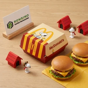 Red and Yellow Burger Box with Cartoon Design, Custom Packaging Solutions