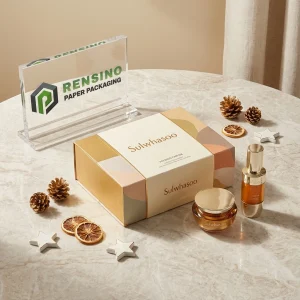 Scatola di Imballaggio Rigida in Carta Beige e Oro Sulwhasoo con Motivo Astratto, Adatta per Imballaggio Cosmetico o Regalo, Servizio OEM/ODM Disponibile