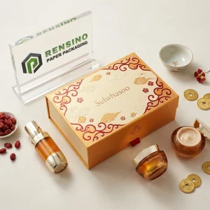 Scatola Regalo Rigida in Carta Gialla Sulwhasoo con Motivo Floreale, Adatta per Imballaggio Cosmetico o Regalo, Servizio OEM/ODM Disponibile
