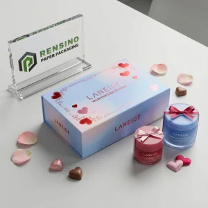 LANEIGE Scatola Regalo in Carta Rigida Blu Gradient con Motivo a Cuore, Adatta per Regali o Imballaggi Cosmetici, Stampa Logo Personalizzata Disponibile