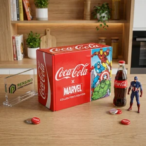 Red Paper Gift Box with Marvel Superheroes, Suitable for Collectible or Gift Packaging