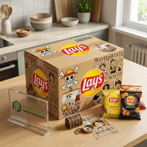 Коробка для подарков из бумаги с мультяшным узором Lay’s, подходит для упаковки закусок и розничной демонстрации, настраиваемый дизайн